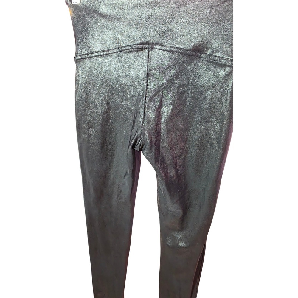 Spanx Black Metallic High Waisted Cropped Leggings Medium Shimmer Activewear - Picture 7 of 7